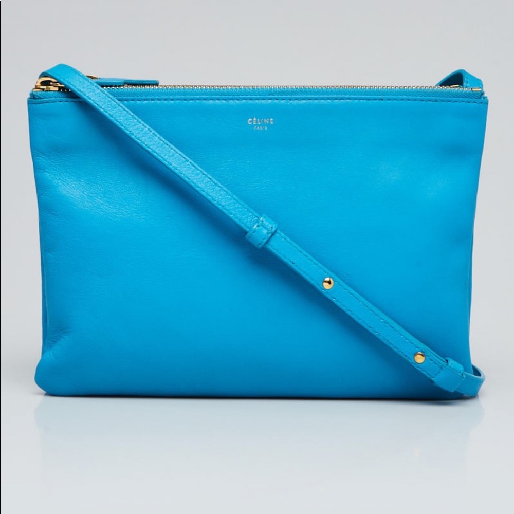Authentic Celine large trio turquoise